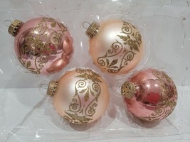 Christmas Shabby Chic Victorian Blush Pink Glass 3&quot; Tree Ornaments Decor - $24.74