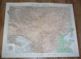 1958 Vintage Map Of Mongolia / China Beijing / Gobi Desert / Scale 1:5,000,000 - £27.18 GBP