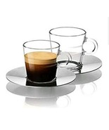 Nespresso View Cappuccino Cup (Set of 2) Glass + Stainless Steel NIB - £20.72 GBP