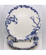 4 Dinner Plates ROYAL STAFFORD Ocean Blue Coastal Squid Lobster 11&quot; NEW - $69.25