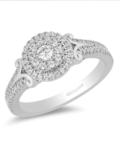 Enchanted Disney Ring Art Deco Silver 1/2 CT Diamond Cinderella Engagement Ring - £55.04 GBP