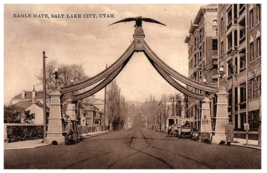Utah UT Salt Lake City Eagle Gate Postcard Old Vintage Card View B Y&amp; W - £5.44 GBP