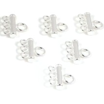 Triple Strand Pearl &amp; Bead Connectors Sterling Silver 8.5mm 6Pcs - £15.04 GBP