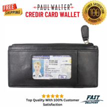 Womens Genuine Leather ID Credit Card Holder Wallet Slim Purse Black Color - £8.72 GBP