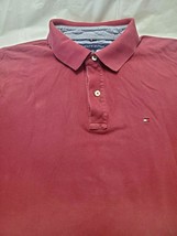 Tommy Hilfiger Men&#39;s Size XL Polo Shirt Burgundy Classic Fit Embroidered... - £20.04 GBP
