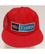 Ford Patch Vintage Mesh Snapback Trucker&#39;s Hat Red White - £21.92 GBP