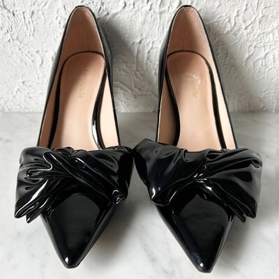 Kate Spade Strudel Black Patent Leather Twist Bow Pumps 3" Heels - Women's 8.5 Item image 3