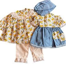 Clothes Handmade Outfit Dress Bonnet 18" American Girl Dolls Lemons Main... - $18.04