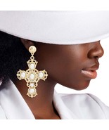 Gold AURBO Fancy Cross Earrings - $708.50 MXN