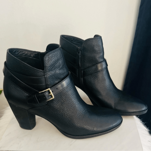 Primary image for Cole Haan Grand OS Hayes Black Leather Buckle Strap Ankle Booties Boot Black 9.5