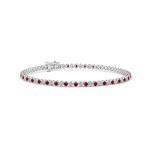 ANGARA Classic Round Ruby and Diamond Tennis Bracelet for Women in 14K Gold - £1,311.67 GBP