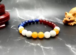 Philippines Flag Color Gemstone Beaded Bracelet, Men's and Women's, Stre... - $26.12
