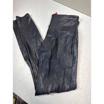 SPANX Leggings Black Coated Faux Leather 2437 Ankle Length Women&#39;s Size ... - $29.95