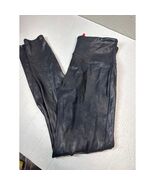 SPANX Leggings Black Coated Faux Leather 2437 Ankle Length Women&#39;s Size ... - $29.95
