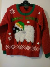 SOLD/   Hooked Up Red Christmas Front Decoration L/Sleeve Pullover Sweater S - £19.52 GBP