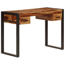 vidaXL Brown Sheesham Wood Medium Rectangular Desk with Steel Frame Workspace - $3,424.91 MXN