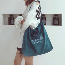 Corduroy Tote Bag for Women 2022 Fashion Shopper Designer Handbag Large Capacity - £26.24 GBP