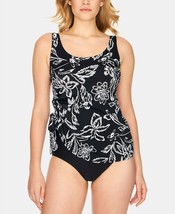 Swim Solutions Classic Bloom Tummy-Control One-Piece Swimsuit,Size 14, MSRP $109 - £31.65 GBP