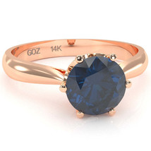 Crown Setting Lab-Created Sapphire Engagement Ring In 14k Rose Gold - £320.68 GBP