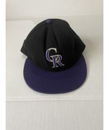 Colorado Rockies 5950 MLB Authentic Size 7 1/2 Fitted Hat Black Purple - £11.60 GBP