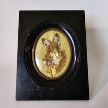 Vintage Dried Flower Butterfly Oval Wood Framed Wall Art Retro Boho Decor - £15.64 GBP