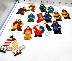 Assorted Christmas ornaments wooden hand painted (set of 16) - $12.00