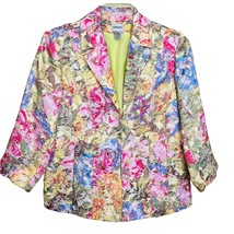 Chico&#39;s Floral Soft Tapestry Spring Pastel Watercolor Blazer Size 2/Large - £27.77 GBP