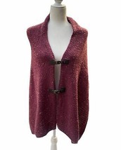 Simply Noelle Purple Shawl Cape Lagenlook Poncho Nubby Knit Wrap Boho OSFM - $26.73