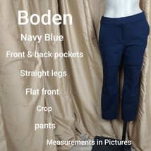 Boden Navy Blue Front &amp; Back Pockets Crop Pants Size 4  - £22.72 GBP