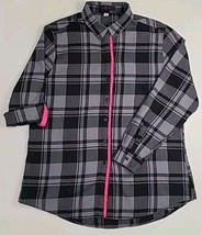 Pearly Vine Shirt Womens XL Roll Sleeve Button Up Long Sleeve Plaid Flannel - $21.66