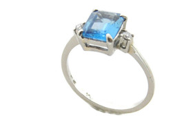 Ring Square Stone With Carat Total Weight Of 0.06 Point Diamonds 14k White Gold. - £236.06 GBP