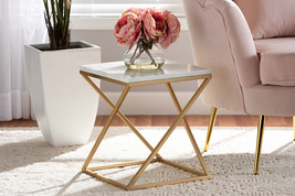 Elizabeth Gold Finished Metal End Table w/Marble Tabletop - $1,861.27 MXN