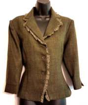 Dressbarn Jacket Women&#39;s size 8 Button Front Dark Green Blazer - £13.69 GBP