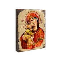 Vladimir Virgin Mary Icon Painting on Gold-Plated Wooden Block - $278.36