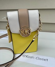 Michael Kors Carmen Phone Crossbody Bag Color-Block Leather - Sunshine Multi - £87.12 GBP