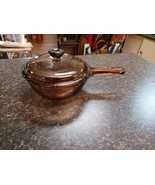 Corning Ware Vision Pyrex Sauce Pan Pot with Lid 0.5L Amber Brown - $29.69