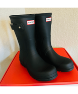 HUNTER Original Short Waterproof Rain Boot, Rubber Black, Size 9, NWT - $111.27