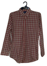 Dee Cee Mens Shirt Medium Burgundy Plaid Athletic Fit Cotton Button Down... - $15.79