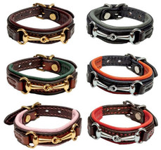 Padded Leather Horse Bracelet - 6 Colors With Equestrian Snaffle Bit &amp; Buckle - £43.94 GBP