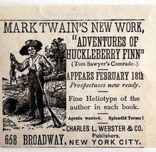 Huckleberry Finn Mark Twain 1885 Advertisement Victorian Pre Release #2 DWFF20 - £31.96 GBP