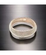 Tiffany &amp; Co Somerset Bangle M 7.5&quot; Sterling Silver 17 mm Estate TIF940 - $584.10