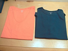 NEW 2 Liz Claiborne Pullover T-Shirts Womens Blue Orange Short Sleeve Si... - £17.40 GBP