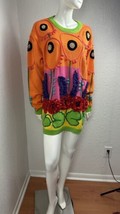 Vintage 90s Spree  Bright Sweater Dopamine Dressing Floral Ugly Sweater L - £59.79 GBP