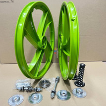 BMX Bicycle 20&quot; PVC Sport Rim (GREEN ) 4 SPOKES Wheelset Hub Set- DHL EX... - £57.92 GBP