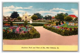 Audobon Park And Zoo New Orleans LA Louisiana UNP Linen Postcard N24 - $2.92