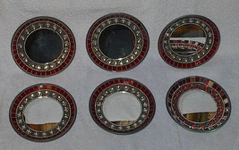 Vintage Six Fancy Christmas Holiday Candle Mirror Plates - £23.45 GBP