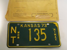 *Unused* LICENSE PLATE Non Highway Tag 1973 KANSAS NT 135 Norton County ... - £13.79 GBP