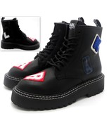 Size 11 KARL LAGERFELD PARIS Logo Patch Combat Boots Women&#39;s Dixie in Bl... - $79.95