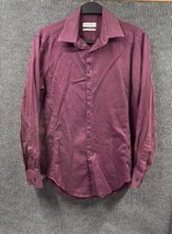CALVIN KLEIN Dress Shirt Men Size 15 32/33 Purple Slim Fit Stretch VTG B... - $17.56