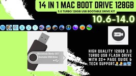 Mac OS X 14 in 1 Bootable USB Flash Drive 3.0 128GB With Printed Guide - £35.53 GBP